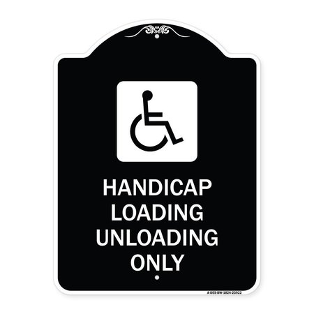 SIGNMISSION Handicap Loading Unloading W/ Handicap Heavy-Gauge Aluminum Sign, 24" x 18", BW-1824-23922 A-DES-BW-1824-23922